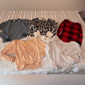 Lot of 5 Cozy Women’s Sweaters And Longsleeves